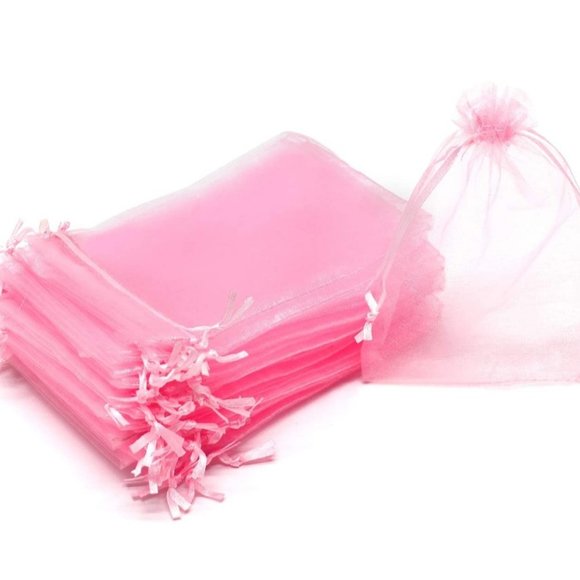 20 Pink Drawstring Organza Bags 4x6 - Picture 1 of 6